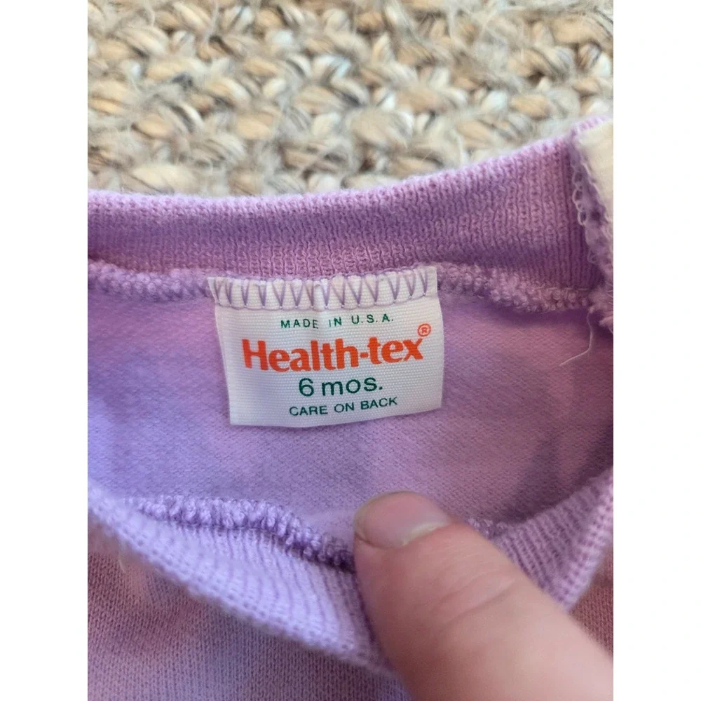 Vintage 80s Health-tex Colorblock Pastel Pink Pajamas Sweatshirt Pants Infant 6m
